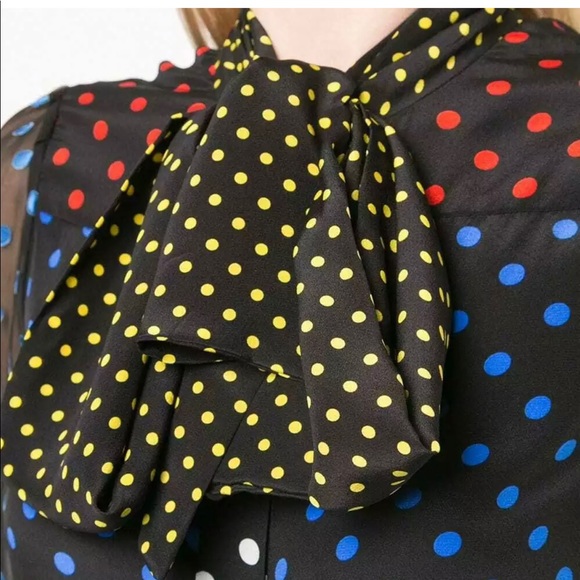 NWT-ALICA- OLIVIA Silk Jeannie Polka Dot Bow Collar - Picture 7 of 8